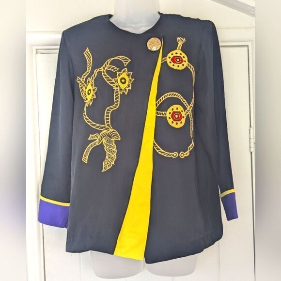 VTG Jusmica Embroidered Top Witchy Romantic Whimsigoth Celestial Fairy Japan SM - Picture 1 of 9